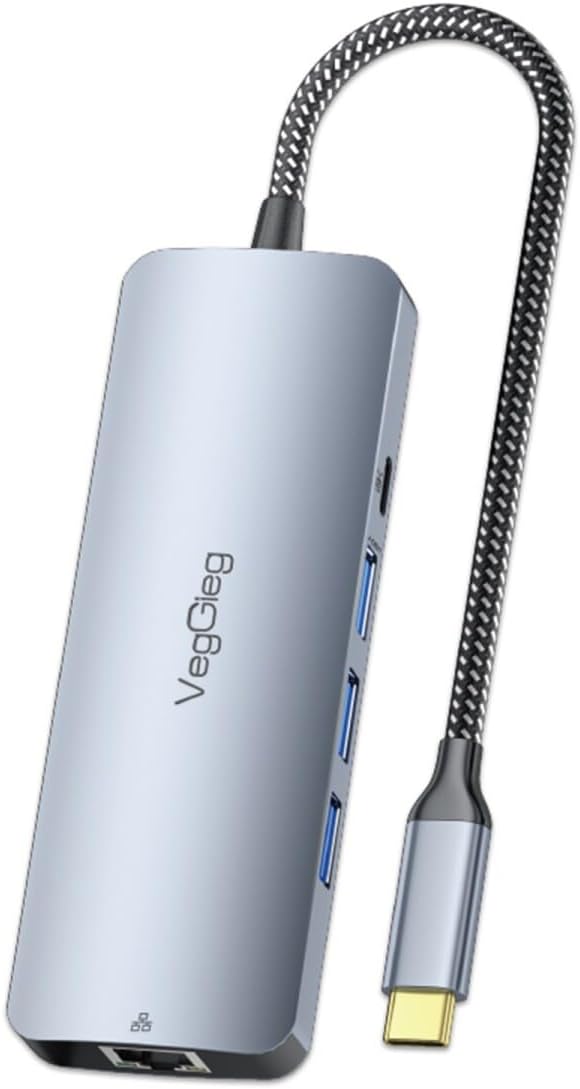 Alternative view of 4K 60Hz HDMI Gigabit Ethernet 3*USB-A 2*Type-C 3.5mm Aux SD Micro SD Kart Okuyucu Çevirici Çoklayıcı Hub
