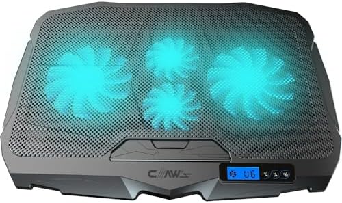 Tornado 4x Turbo LED Fan - Ayarlabilir Fan Hızı & 6 Farklı Stand Yükseklik Kademesi - 2 USB Portlu - Metal Mesh Zemin - LCD Ekranlı Notebook Soğutucu - Siyah (9"-17" Boyut Destekli) - Görsel 3
