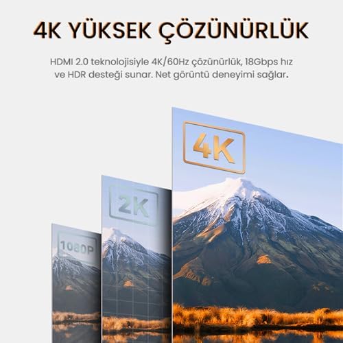 Alternative view of V-H107 18Gbps HDR 4K 60Hz 3D HDMI 2.0 Kablo 1.5 Metre