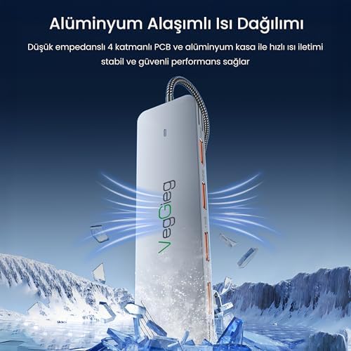 Alternative view of 4 Portlu 10Gbps Type-C to 4*USB-C 3.2 Gen2 Type-C Çoklayıcı Dönüştürücü Hub