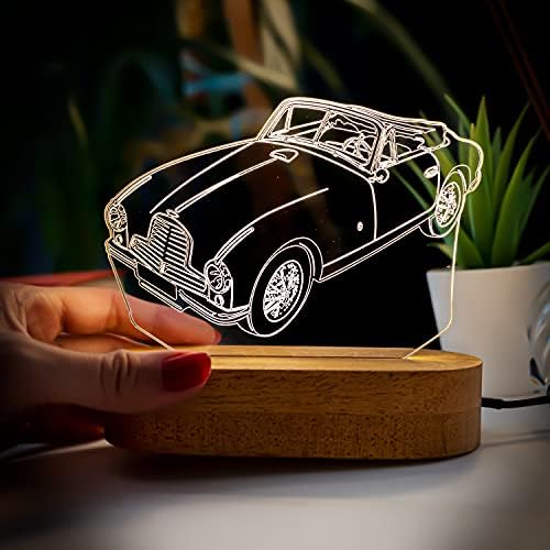 Alternative view of Nostaljik Vintage Otomobil 3 Boyutlu LED Masa Lambası - USB Bağlantılı Sarı Işık - 60x140x30 mm