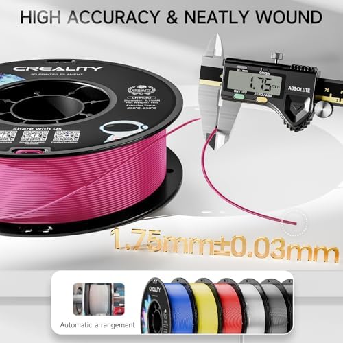 Resmi Creality PETG 3D Yazıcı Filament 1,75 mm 1 KG (2,2 lbs), Yüksek Hassasiyetli Güçlü Tokluk, Kokusuz Daha İyi Akış Nem Geçirmez 3D Baskı Ender Filament (Macenta) - Görsel 3