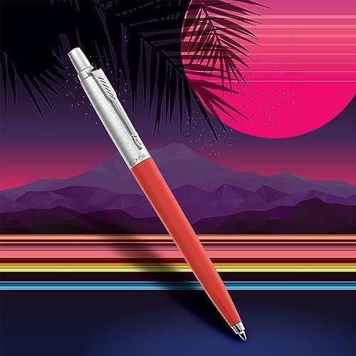 Jotter Originals Tükenmez Kalemler | Retrowave Koleksiyonu | Vermilion Kırmızı ve İndigo Moru | Mavi Mürekkep | Orta Nokta | 2 Adet
