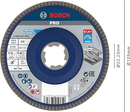 Alternative view of 1x PRO Metal X571 Yelpaze Taşlama Diski, X-Lock için Açılı Tasarım (Çelik, Paslanmaz Çelik, Ø 125 mm, Granülasyon 60, Profesyonel Aksesuar Küçük Açılı Taşlama Makinesi)