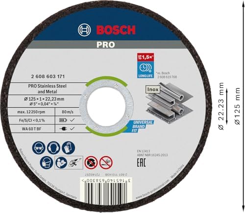 Professional Accessories için Ayırma Diski Düz Standart Inox – Rapido Wa 60 T Bf, 125 mm, 10-Er Paket, 2608603255 - Görsel 2