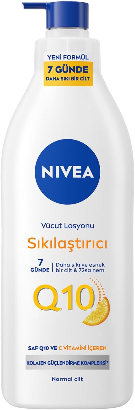 Q10 Sıkılaştırıcı Vücut Losyonu 400 ml, 10 Günde Sıkı Cilt, 48 Saat Nemlendirme,C Vitamini,Kolajen,Normal Ciltler için Vücut Losyonu