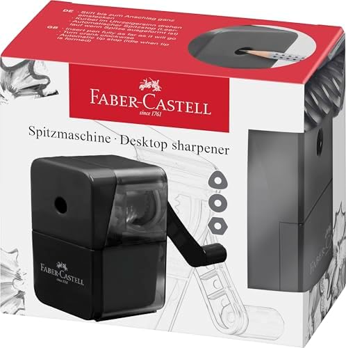 Masaüstü Kollu Kalemtıraş, Siyah, 8.4 mm Çaplı, Çocuk Korumalı, Kurşun ve Boya Kalemleri İçin Uygun, Toplama Hazneli
