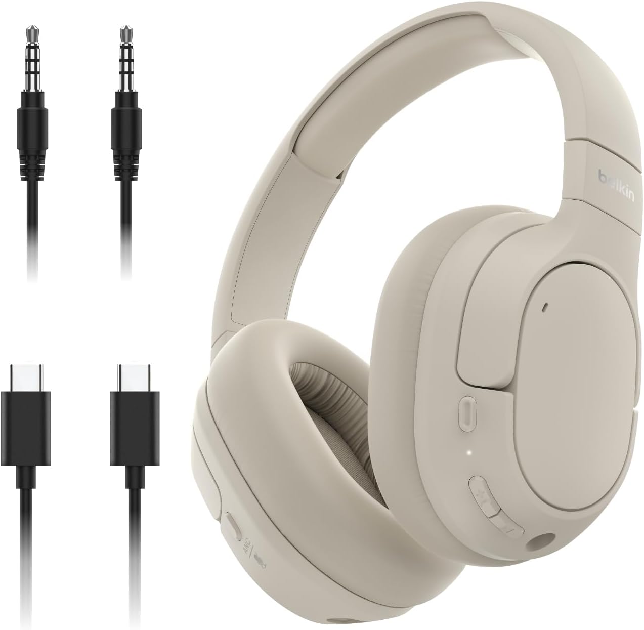 SoundForm Isolate Gürültü Önleyici Kablosuz Kulaklık (Kum) – Mikrofonlu, 60 Saat Pil, Derin Bas, CloudCushion Konfor, Bluetooth Kulak Üstü Kulaklık - Görsel 3