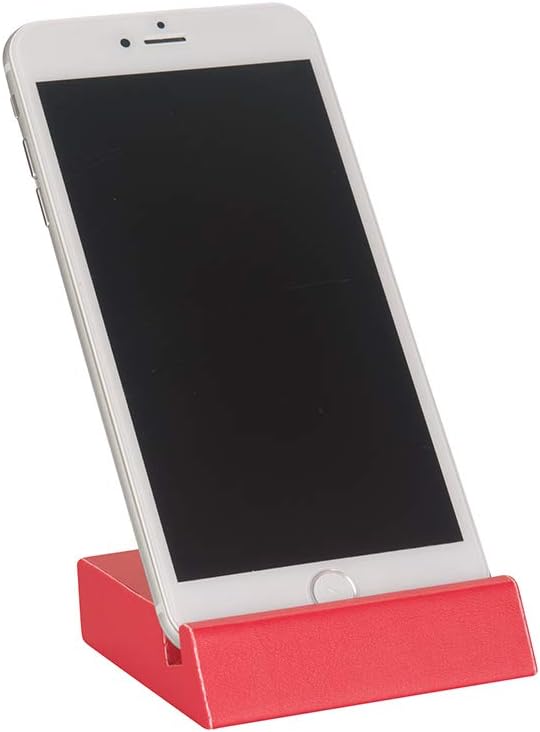 2K Cep Telefonu Stand, Deri Kaplı, Kırmızı - Görsel 3