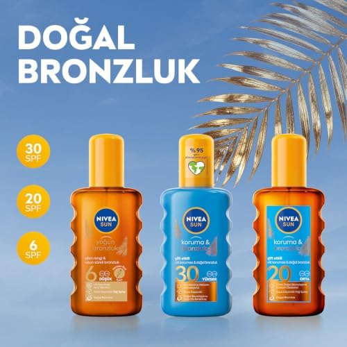 SUN Karoten Özlü Yoğun Bronzlaştırıcı Güneş Yağ Sprey 200ml, E Vitamini,Doğal ve Altın Rengi Bronzluk