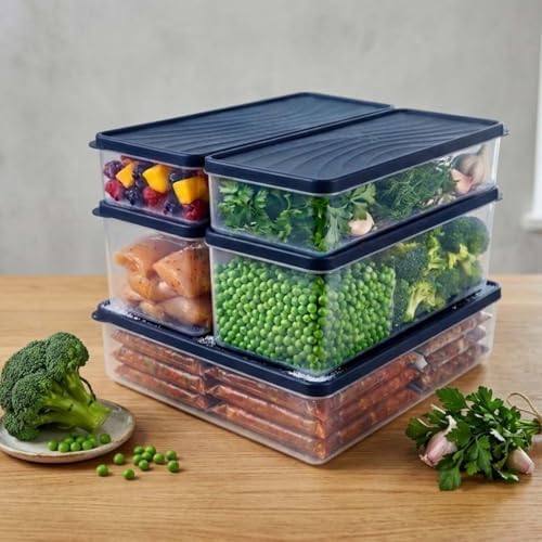 Alternative view of Derin Dondurucu Saklama Kabı Seti, Şeffaf, 1x3L-2x2L-2x1L, 5 Parça, Kapaklı