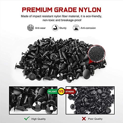 Alternative view of Nilight 480 adet Araba Tutucu Klipsleri ve Bağlantı Elemanı Sökücü 12 En Popüler Boyutta Otomatik İtme Pimi Perçin Seti - Toyota GM Ford Honda Acura Chrysler için Kapı Trim Panel Klipsleri, 2 Yıl