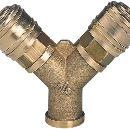 Orijinal Çift Girişli Basınçlı Hava Çıkış Borusu C. R3/8" (Kompresör Aksesuarı, 2'li hava dağıtıcı, 2x hızlı bağlantı, pirinçten) - 4139680
