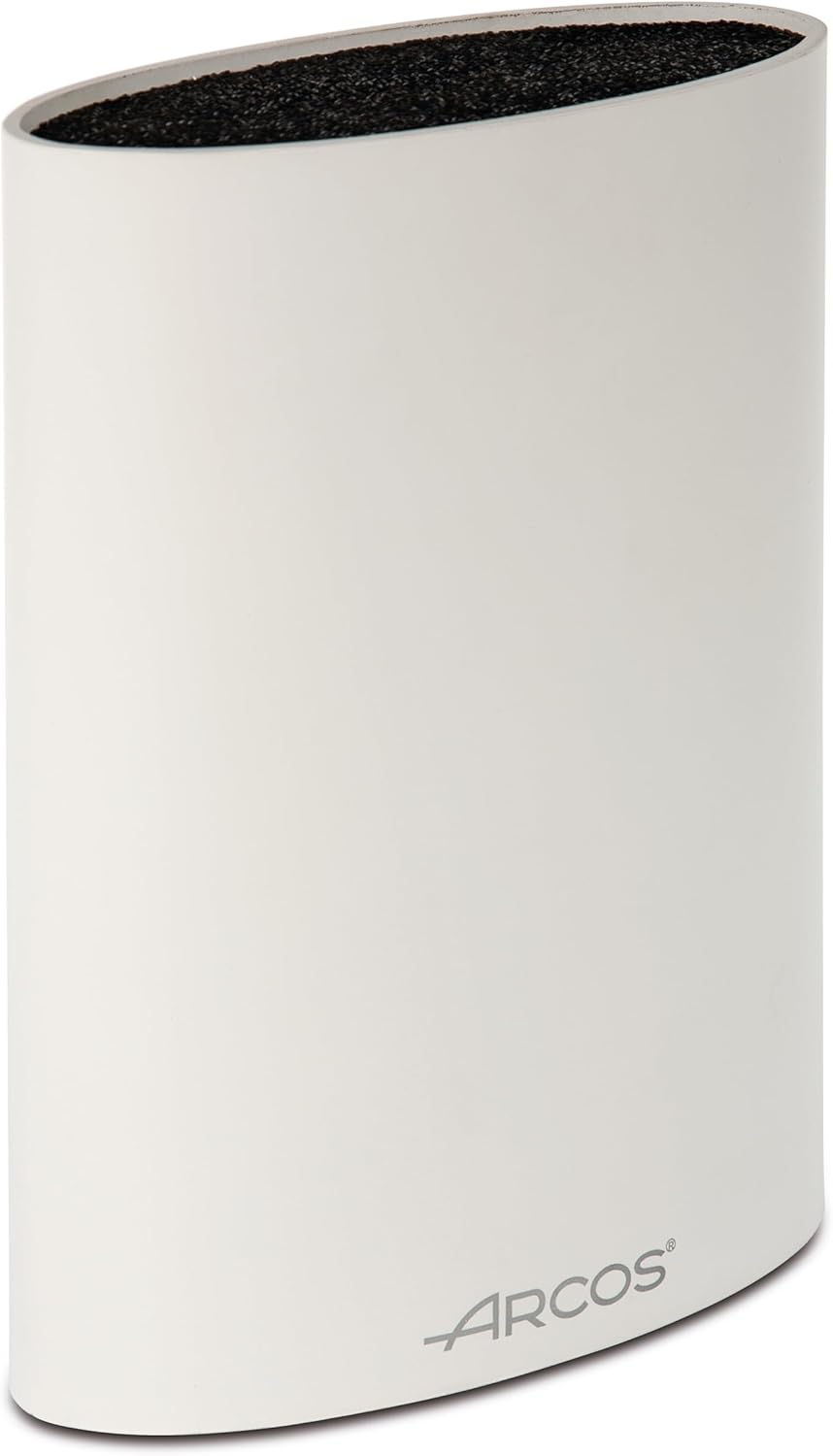 ARCOS Oval Bıçak Koruyucu 20 cm'e kadar. Termoplastik Kauçuktan Üretilmiş Modern Tasarım Bıçak Bloğu. 220x160x65 mm. Beyaz Renk