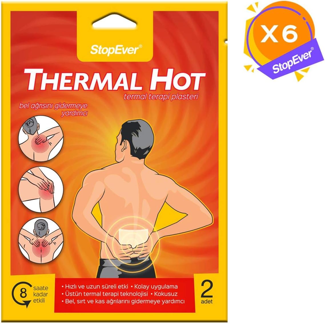Alternative view of StopEver Thermal Hot Sıcak Terapi Flasteri - 6'lı Paket | Kas ve Bel Ağrılarını Hafifletmeye Yardımcı | 8 Saat Etkili Isı Terapisi | İlaç İçermez | 12 Adet (6x2)