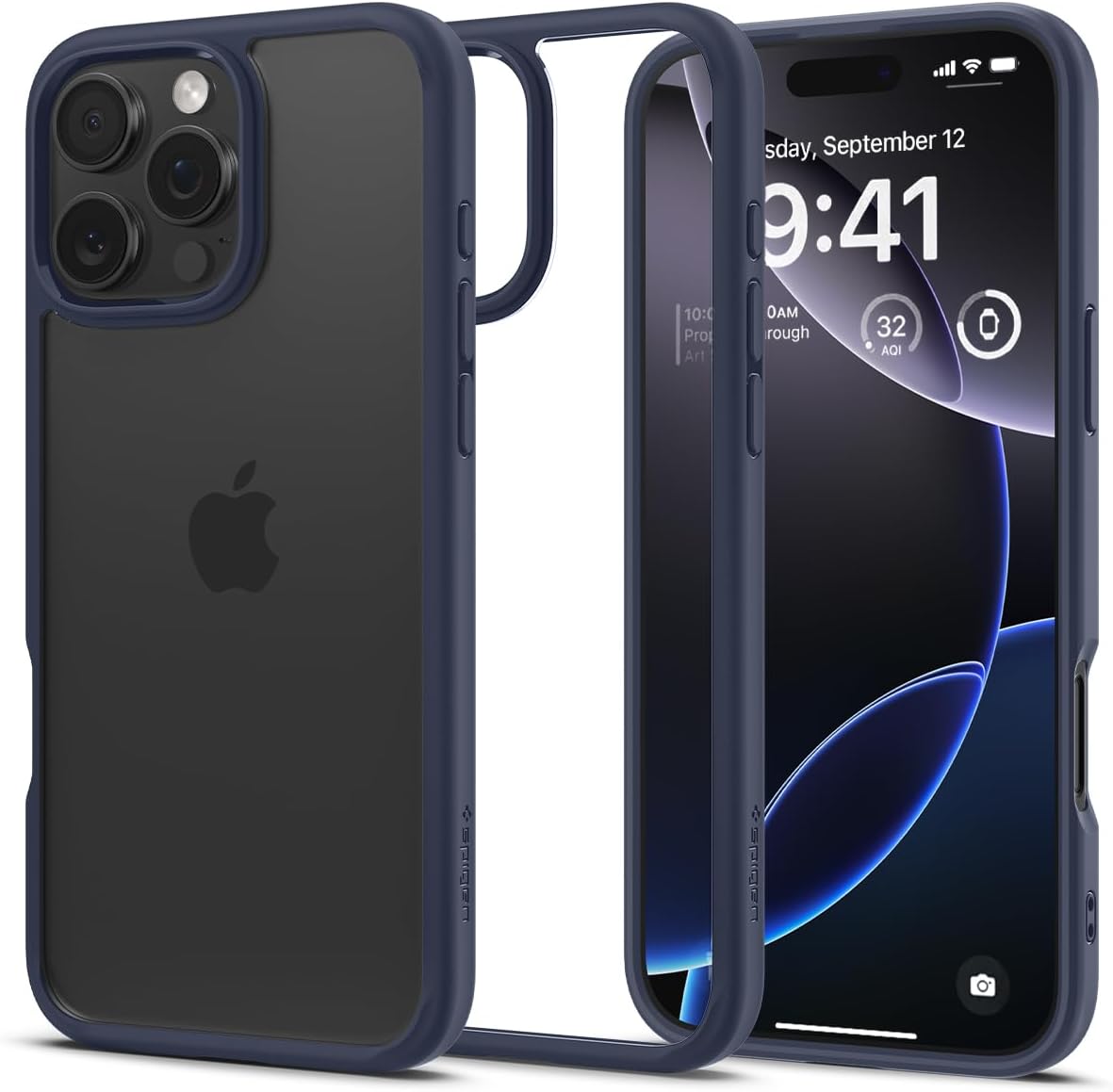 16 Pro ile Uyumlu ince Kılıf Ultra Hybrid Sararmaya Dayanıklı DuraClear™ Hava Kanalı Teknolojisi™ Askeri Sınıf Koruma Navy Blue Şeffaf Kapak - ACS08126 - Görsel 3