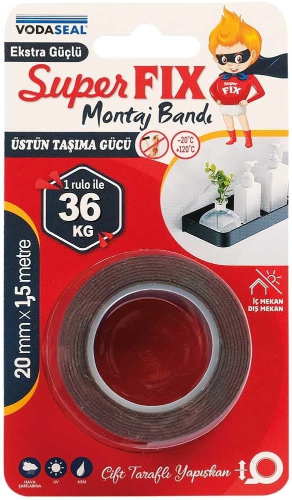Superfix Montaj Bandı, 20 Milimetre x 1,5 Metre, Gri - Görsel 2