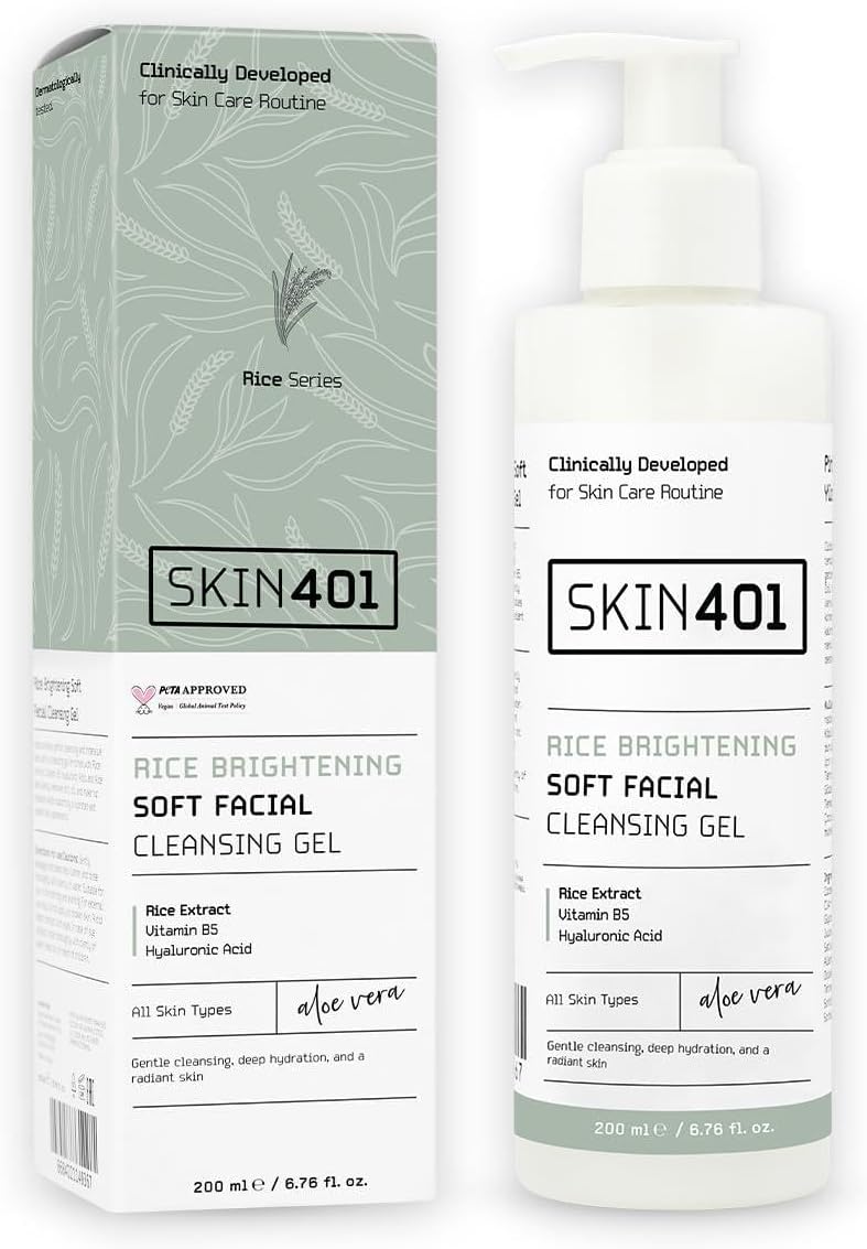 SKIN401 Pirinç Özlü Aydınlatıcı Yüz Temizleme Jeli 200ml