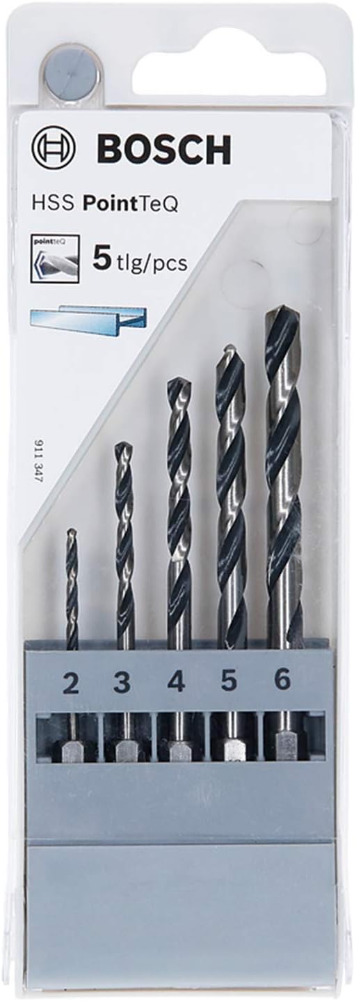 Professional 5 parçalı PointTeQ altıgen matkap seti (metal için, Ø: 2-6 mm, çalışma uzunluğu: 24-57 mm, toplam uzunluk: 60-98 mm, ¼ inç altıgen şaft, darbeli matkap ve matkap aksesuarı) - Görsel 3