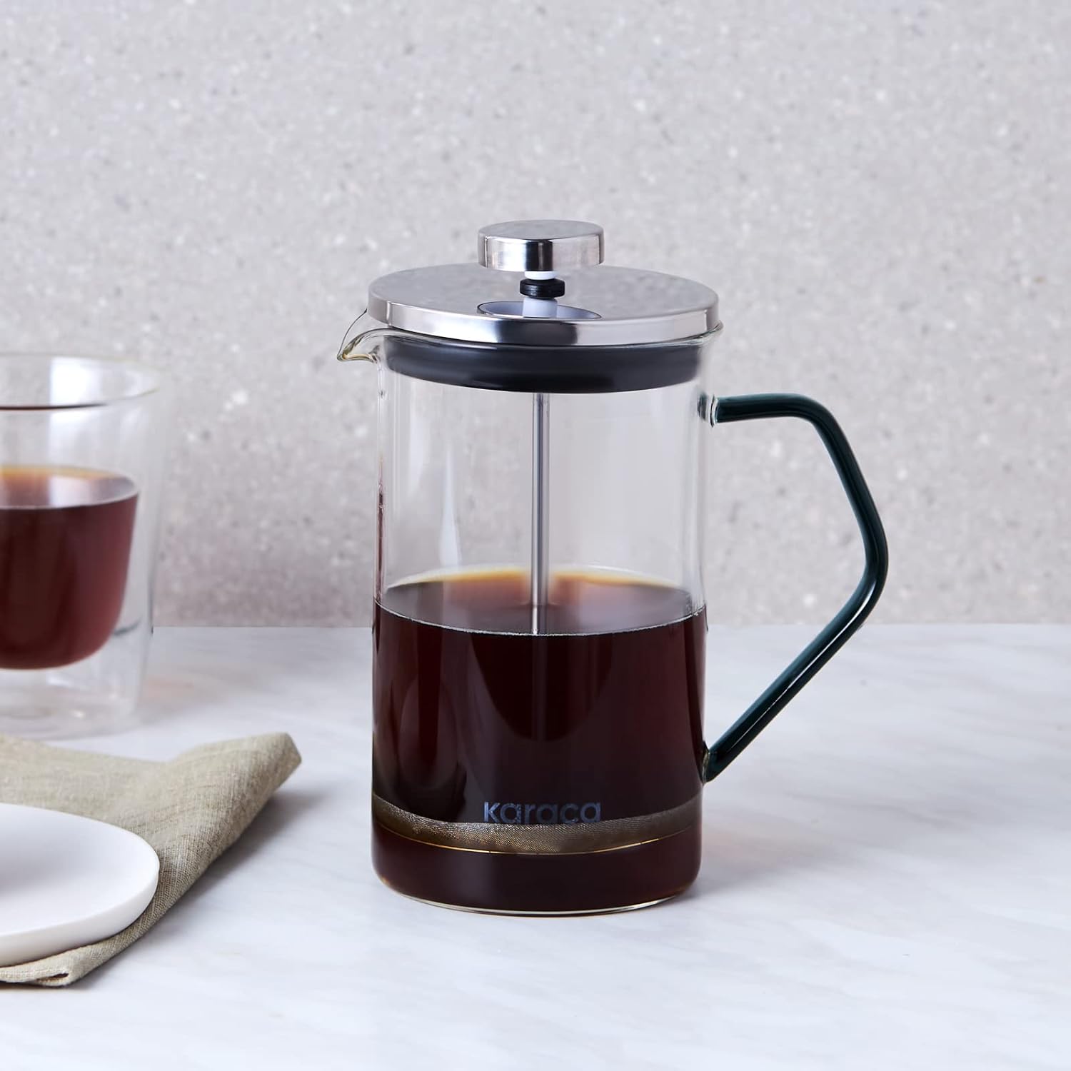 Alternative view of Coffe Bean Borosilikat Cam French Press Green 600 ml