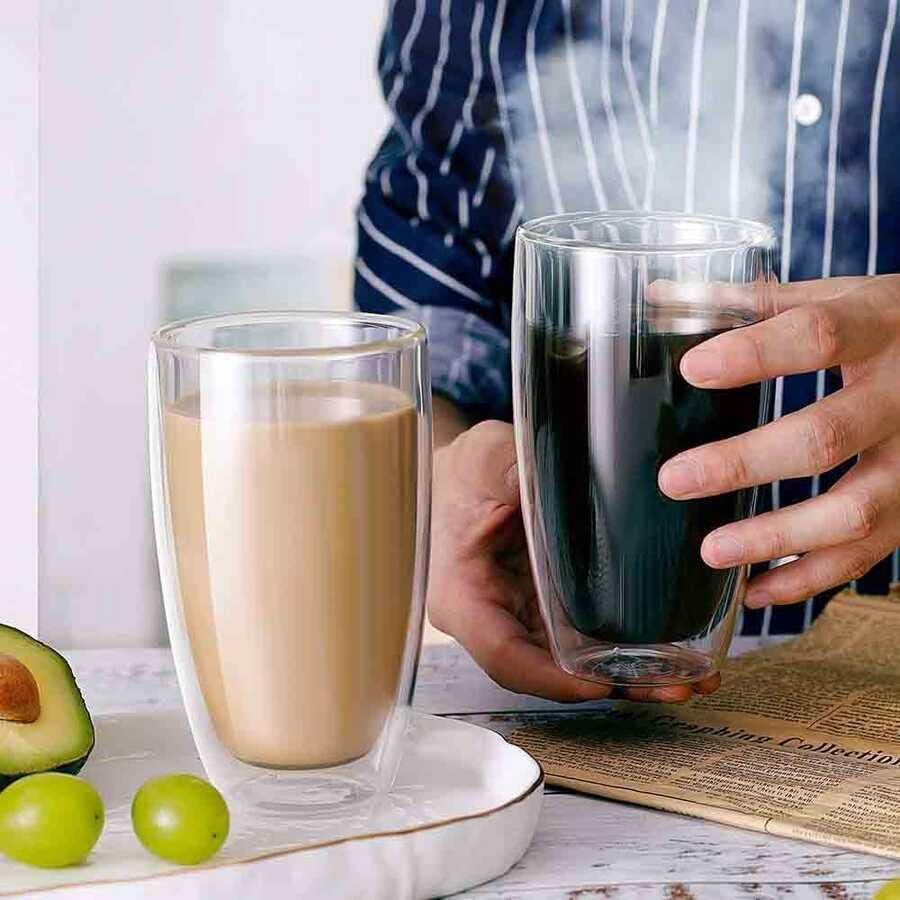 Alternative view of Çift Cidarlı İki Katmanlı Çift Camlı Bardak, Kupa - Cappucino Kahve Bardağı - Borosilikat Cam - Yalıtımlı, 350 ml