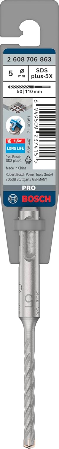 1x PRO SDS plus-5X Kırıcı Delici Delme Ucu (Donatılı Beton, Beton, Ø 5,00 mm, Professional Aksesuar Kırıcı Delici) - Görsel 2
