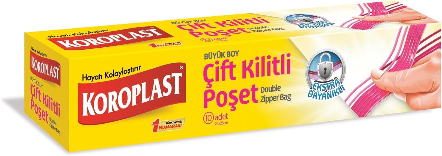 Tekrar Kullanılabilir Büyük Çift Kilitli Dondurucu Poşeti 10'lu 24x28cm, Sızdırmaz & Dayanıklı, Şeffaf, BPA İçermez Dondurucu Torbası, Sebze, Balık, Çorba, Sos, Buzdolabı, Derin Dondurucu