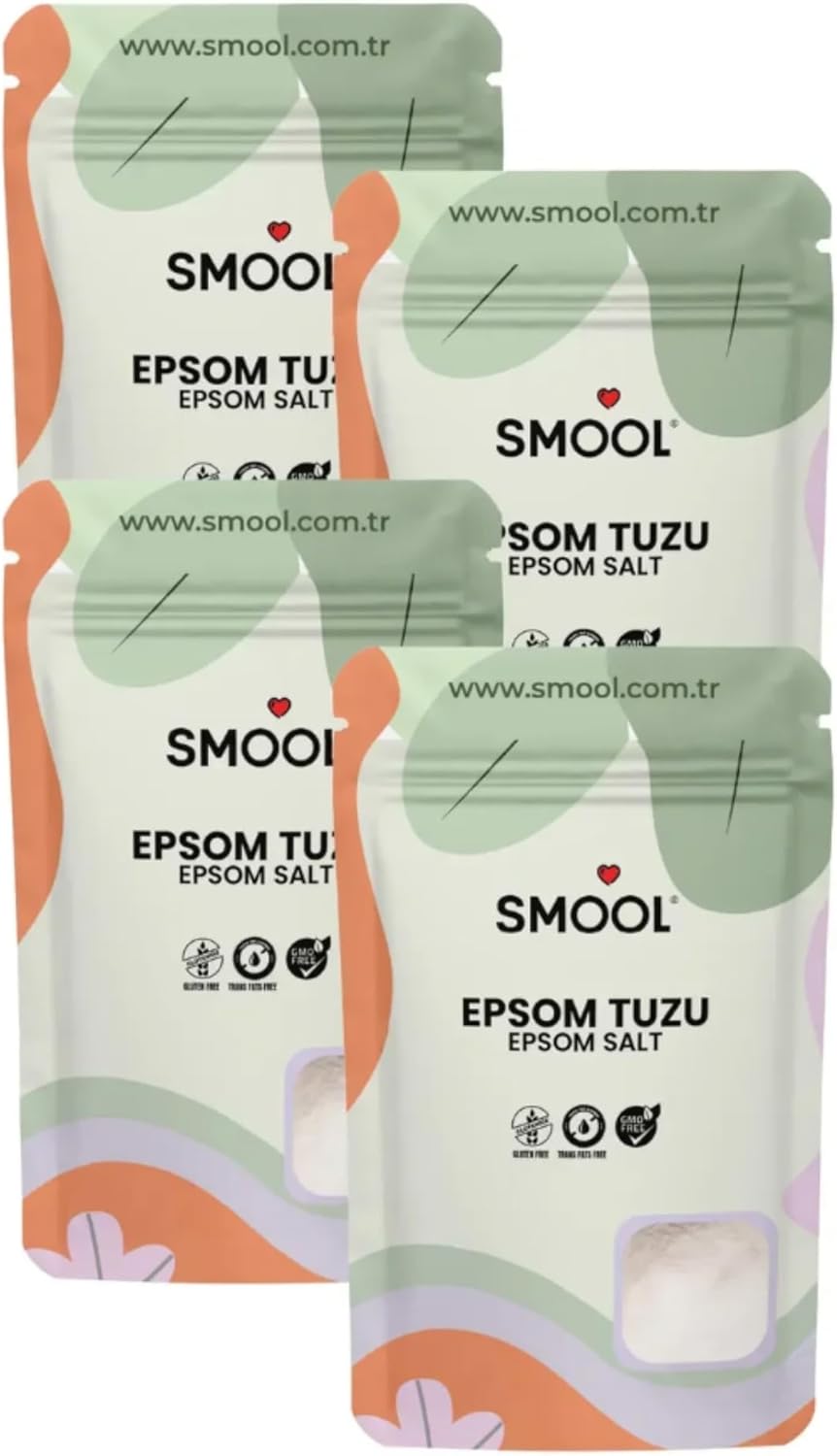 Epsom Tuzu 4'lü Set (4x1000 GR) İngiliz Tuzu Katkısız, Banyo Tuzu Ayak Banyosu Peeling 4 Kg