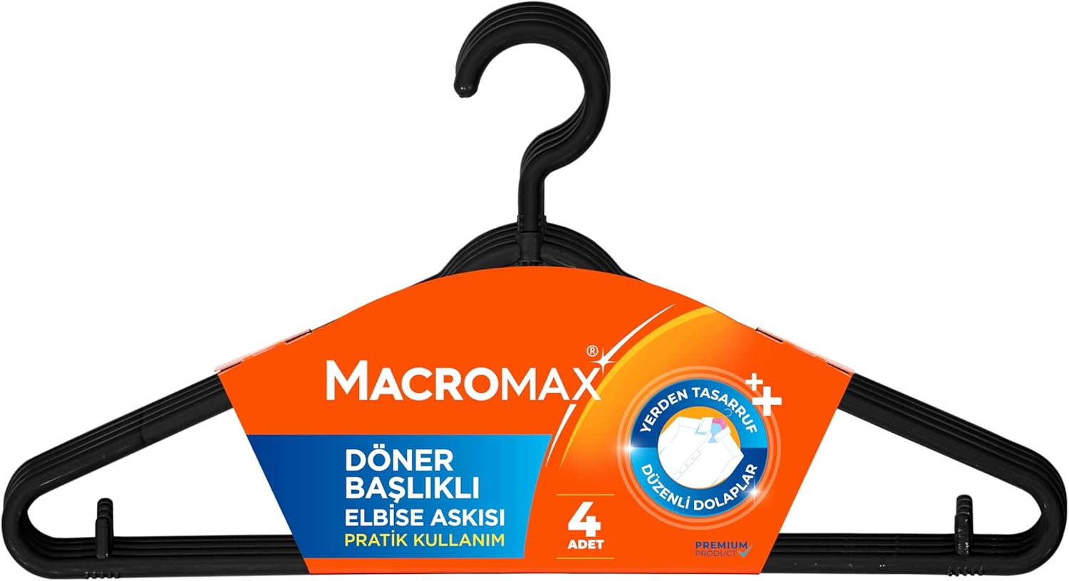 Alternative view of Döner Başlıklı Elbise Askısı 4'lü Paket, Çok Amaçlı Askı İpi ve Etek Asma Aparatlı