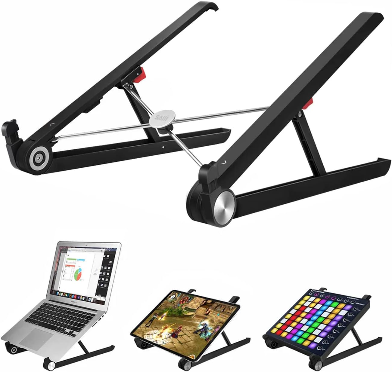 Bix SAIJI X1 Laptop Sehpası, Katlanabilir, Tablet Sehpası, Alüminyum Alaşım, Online Sınıf Çalışması, Duruşu İyileştirme, Isı Dağılımı Macbook, iPad ve 10-15,6 inç Olan Tüm Cihazlar ile Uyumlu. Siyah