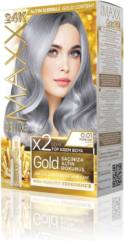 Alternative view of serisi 24K Altın Parçacıklı Serum ile 1 Kutu 2 x 50 ml ve Geliştiriciler Saç Boyası (FÜME GRİ 0.01)