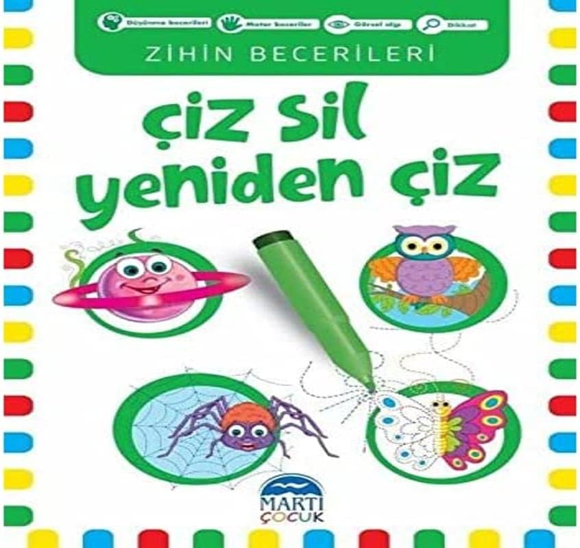 Çiz Sil Yeniden Çiz (Yeşil Kitap): Zihin Becerileri
