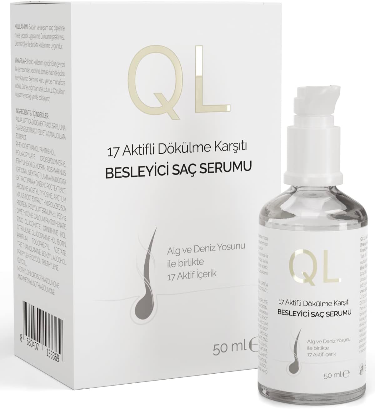QL 17 Aktifli Saç Dökülmesine Karşı Serum Alg ve Deniz Yosunu İçerikli Besleyici Saç Serumu