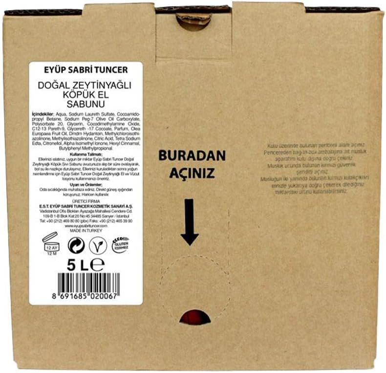 Doğal ZeytinYağlı Köpük Sabun 5 Lt Bag In Box Endüstriyel