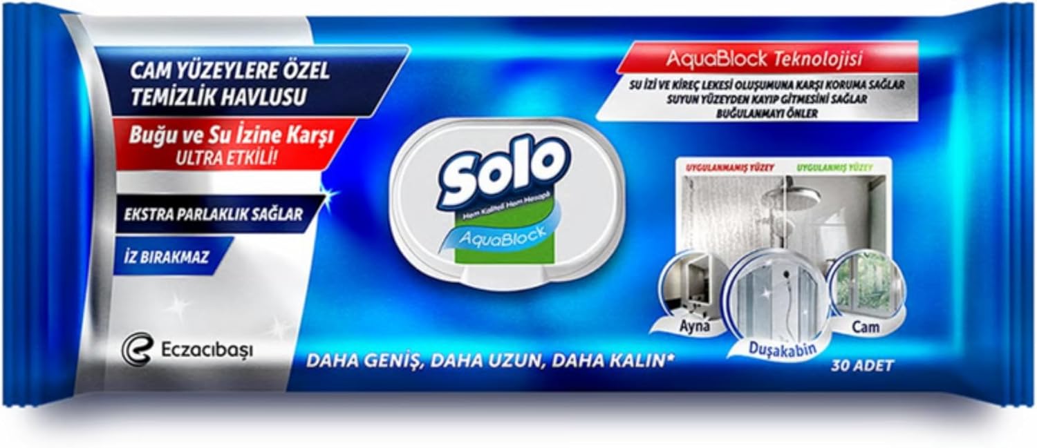 Aquablock Cam Yüzeylere Özel Temizlik Havlusu 30 Yaprak