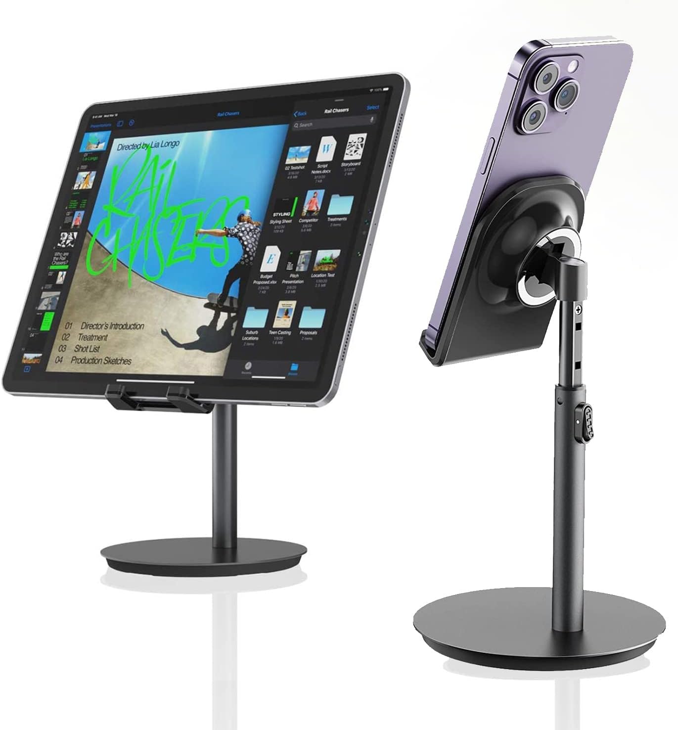 Saiji S1-II Masa için Cep Telefonu & Tablet Standı, Ayarlanabilir Yükseklik Açısı,, iPad, vb. Tüm 4''-11''Ekranlar için Uyumludur. Siyah - Görsel 3