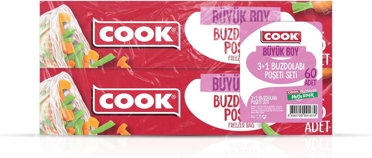Alternative view of Buzdolabı Poşeti 3+1 Ekonomik Paket Büyük Boy 30 x 45 cm, 60 Yaprak, 4 Paket