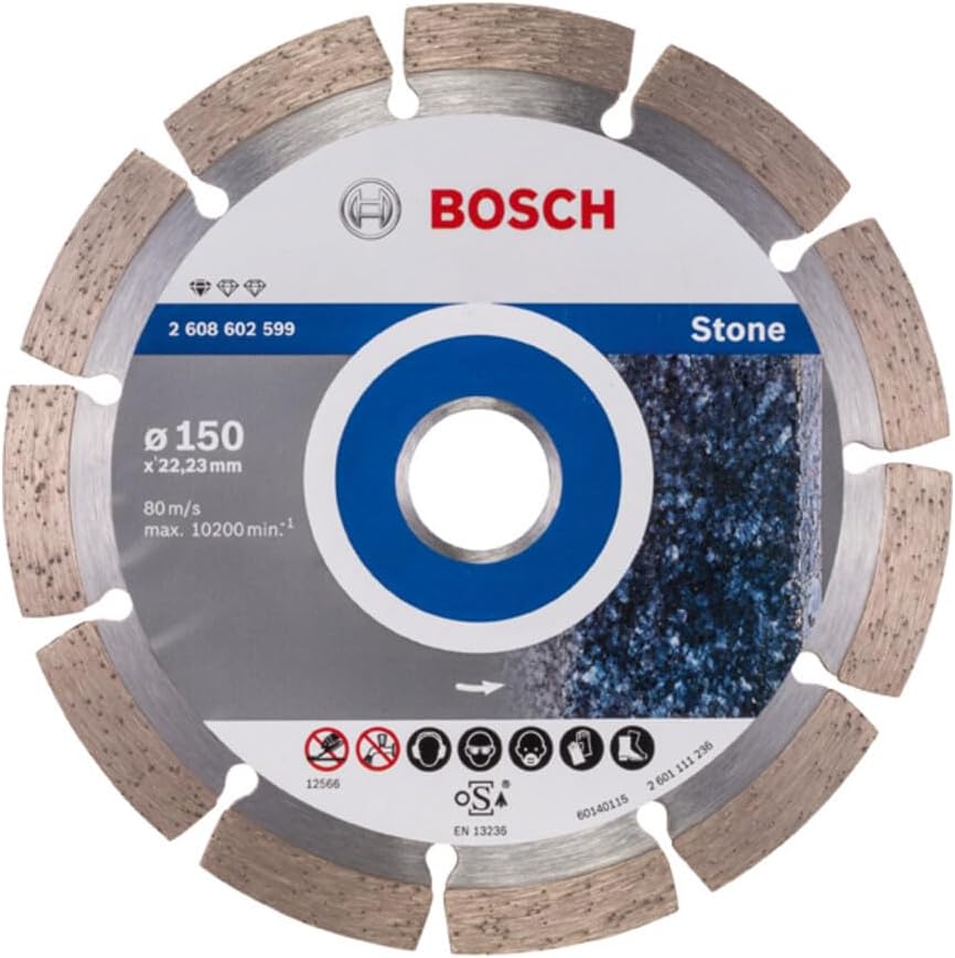 Professional Accessories 1x Elmas Kesme Diski Taş için Standart (Taş, Granit, Beton için, Çap 150 x 22,23 x 2 x 10 mm, Açılı Taşlama Makineleri için Aksesuarlar), Çok Renkli - Görsel 2