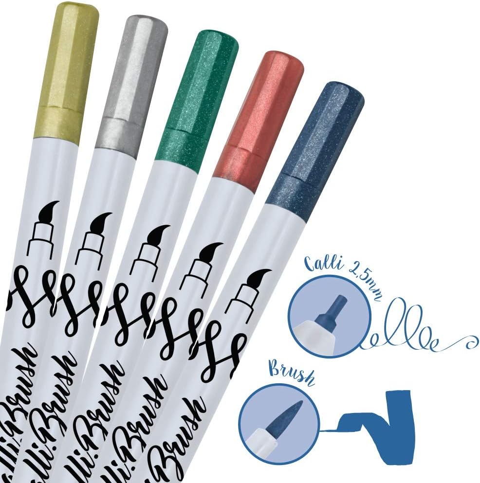 Online Calli.Brush Kalem Set 5 pcs. Metallic