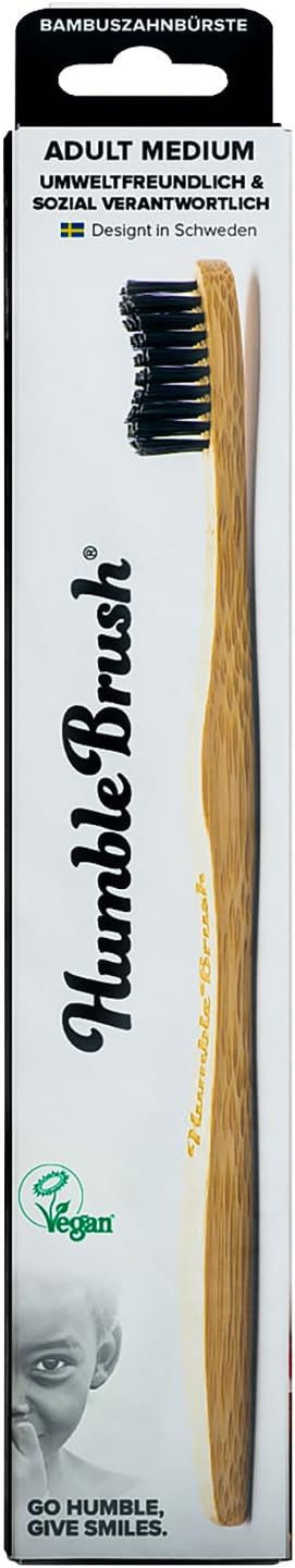 - Humble Brush Bambu Diş Fırçası Siyah | Orta Kıllar | Biyobozunur, Çevre Dostu, Günlük Ağız Bakımınız için Vegan, Diş Hekimi Onaylı (1 Paket)