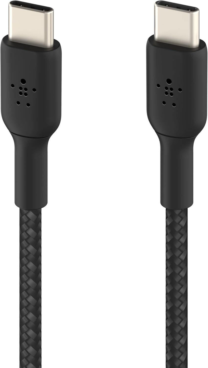 Alternative view of (0.5ft) Braided USB-C to USB-C Cable for 16, 16 Pro, 16 Pro Max, 16 Plus, 15, Galaxy S24, S23, Note10, 9, 8, iPad Pro & More -