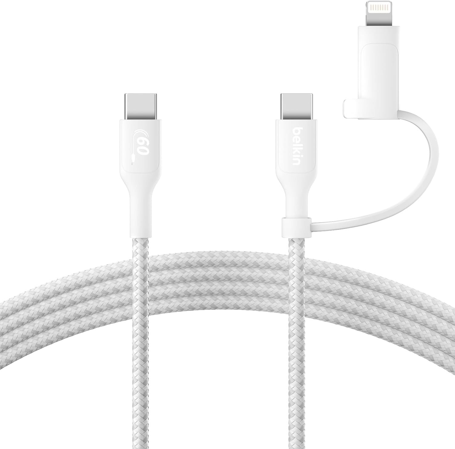 2-in-1 Charging Cable with USB-C & Lightning Connector - Braided -Charging Cable, USB-C to USB-C & Lightning Charger Cord, Multi-Charging Combo for, iPad,, More -