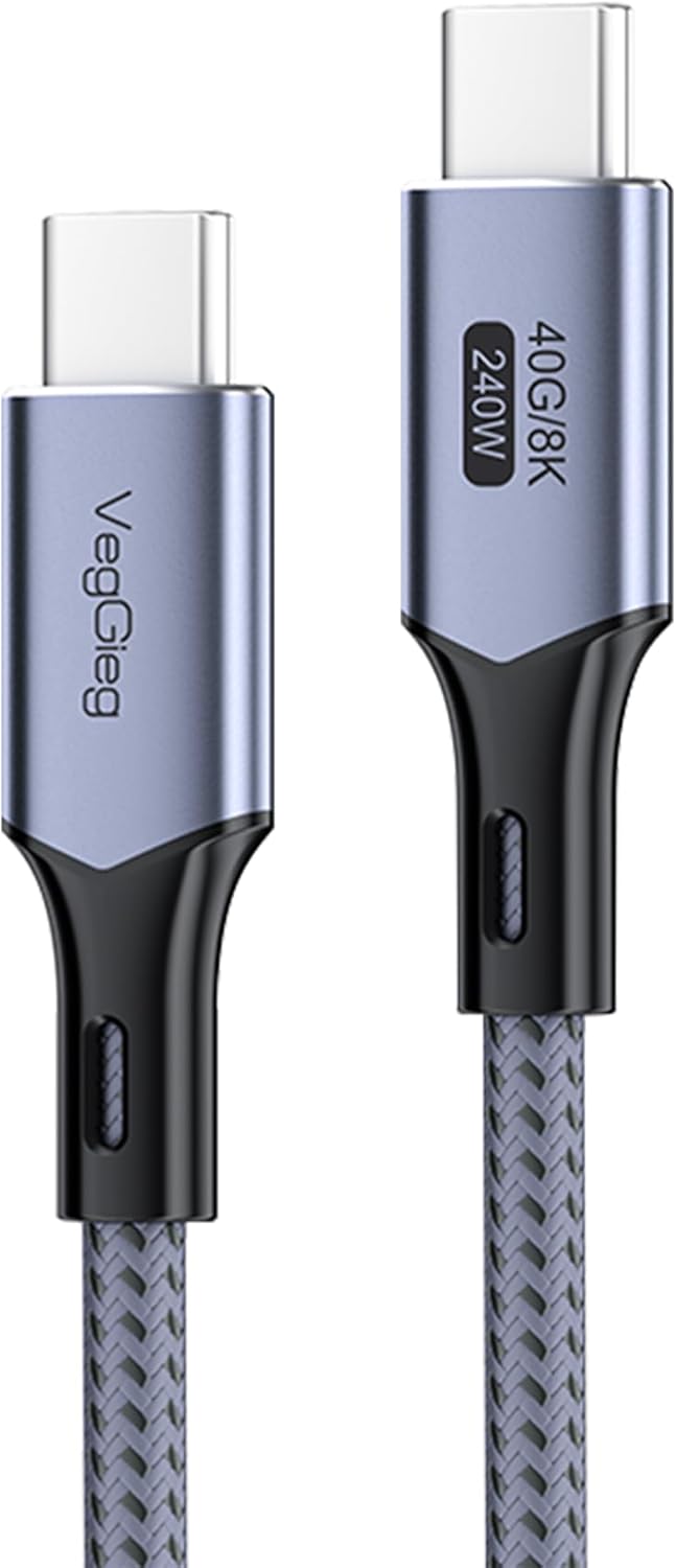 USB 4.0 E-Mark 240W 40Gbps Thunderbolt 4 8K 60Hz Type-C Görüntü Hızlı Şarj ve Data Kablosu 1 Metre - Görsel 3