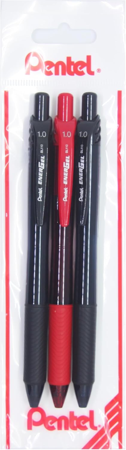 Alternative view of ENERGEL 1.0 mm Likit Roller Kalem 2xSiyah/1xKırmızı 3'lü set