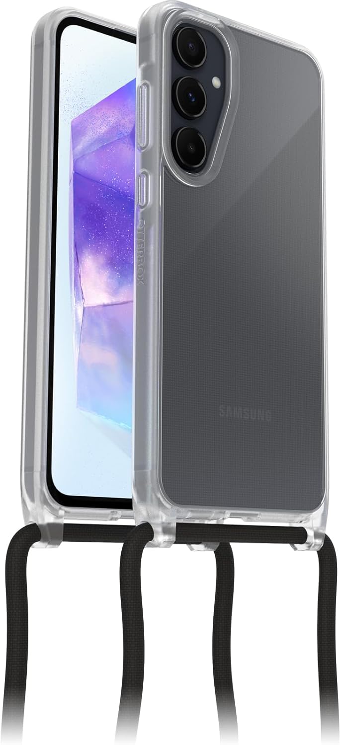 React Necklace kılıf, Galaxy A55 5G için, ultra ince, koruyucu kılıf, ayarlanabilir ve çıkarılabilir cep telefonu zincirli, askeri standartlara göre test edilmiştir, şeffaf - Görsel 3