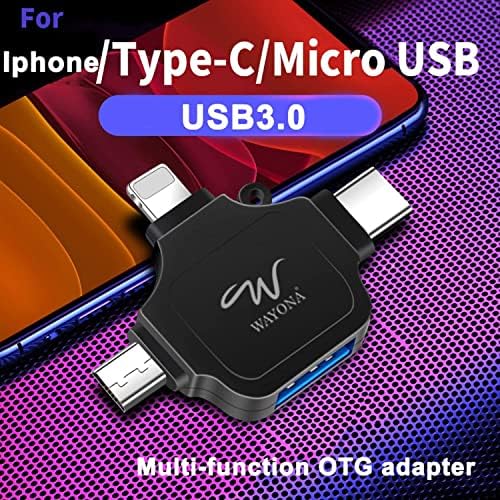 4'Ü 1 Arada Otg Adaptörü Bellek Konnektörü, Otg Adaptörü, Siyah