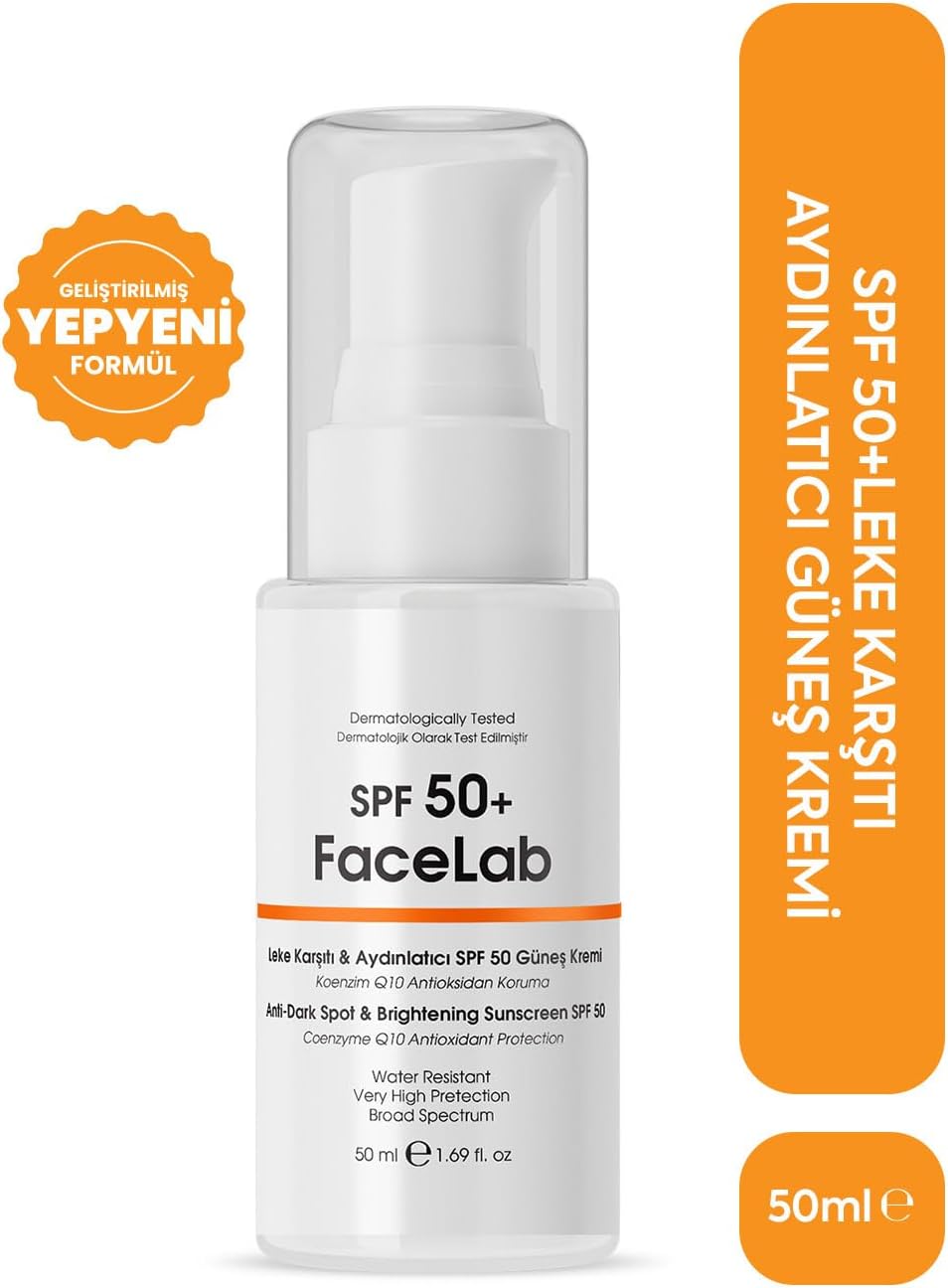 Facelab Yüksek Koruyucu Spf 50 ve Leke Karşıtı Güneş Kremi 50 ml