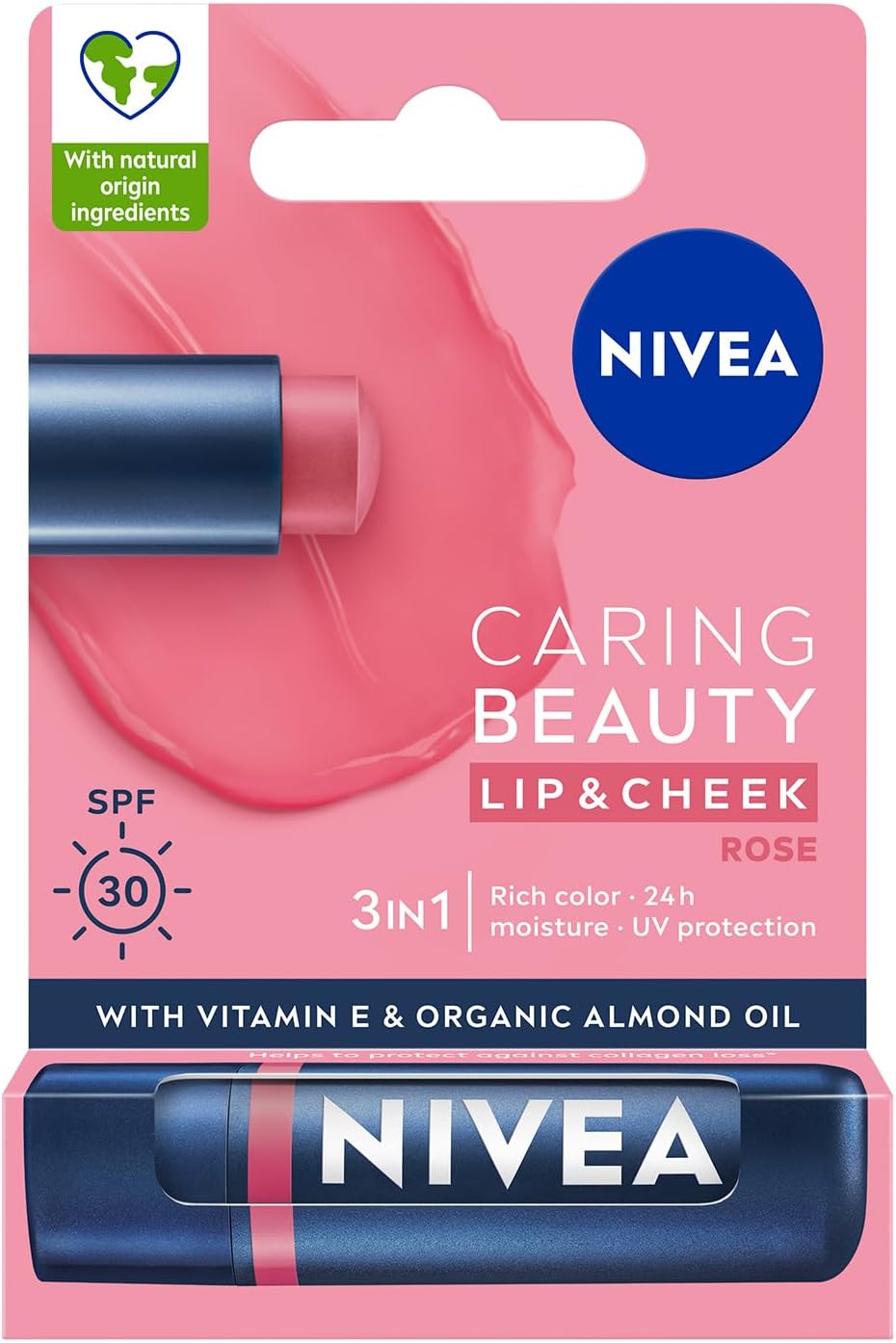 Rose Renkli Nemlendirici Dudak Bakım Kremi 4.8gr, SPF30, Allık Etkisi, Dudak ve Yanaklar, E Vitamini