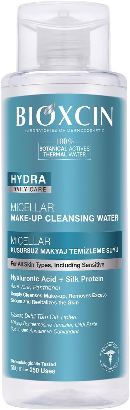 Hydra Micellar Makyaj Temizleme Suyu – Hyalüronik Asitli, İpek Proteinli, Hassas Ciltler İçin, Yağsız ve Durulama Gerektirmez, 500 ml