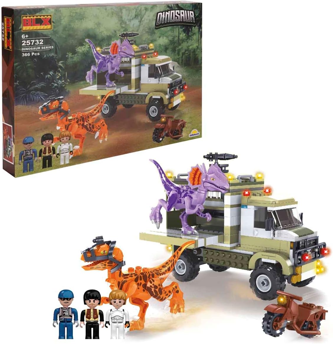 Alternative view of Dinosaur Set Dinozorlar Ve Dinozor Taşıma Aracı 3 Figürlü 366 Parça